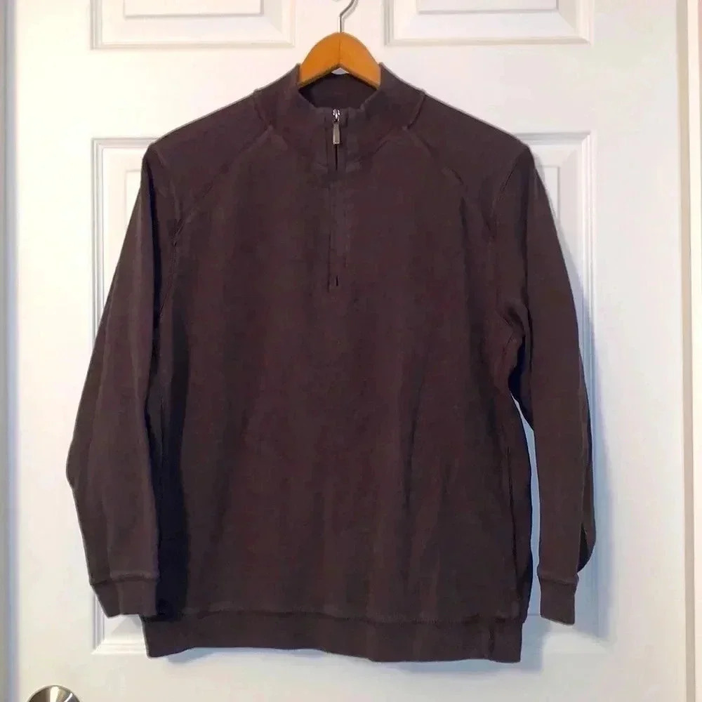 Kirkland Women’s Medium Brown Quarter Zip 100% Cotton Sweater